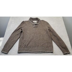 Joseph Abboud Sweater Mens Large Gray Wool Blend Long Sleeve Shawl Neck Pullover